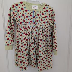 Vintage Hanna Andersson Made In Peru Green Polka Dot Long Sleeve Dress